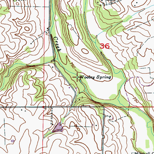 Topographic Map of Wooley Spring, AL