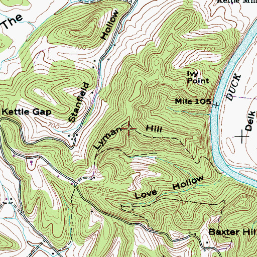 Topographic Map of Lyman Hill, TN