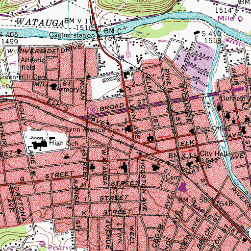 Topographic Map of Lynn Avenue Elementary School, TN