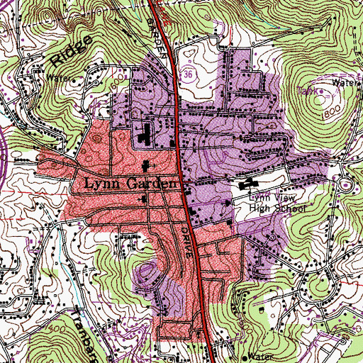 Topographic Map of Lynn Garden, TN