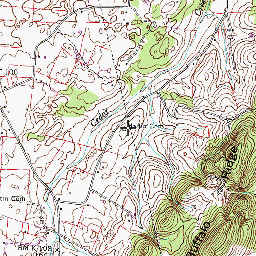 Topographic Map of Madin Cemetery, TN
