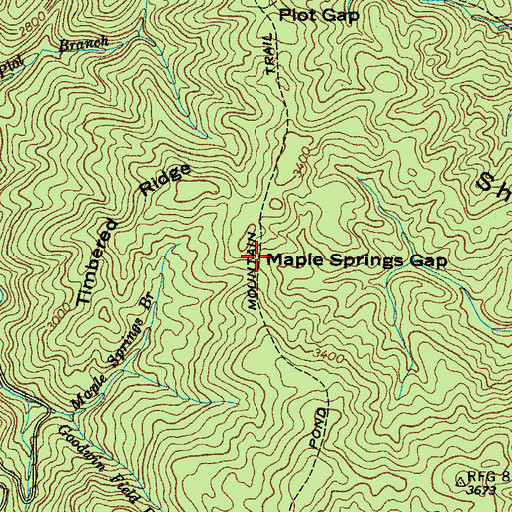 Topographic Map of Maple Springs Gap, TN