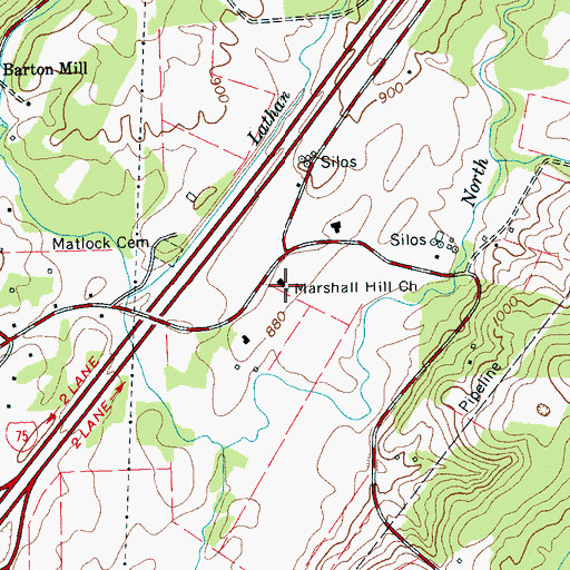 Topographic Map of Marshall Hill Church, TN