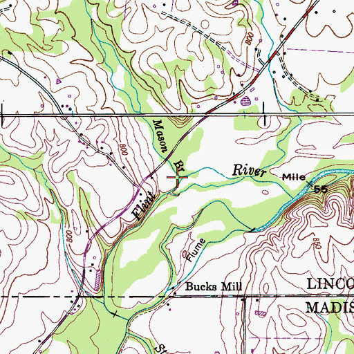 Topographic Map of Mason Branch, TN