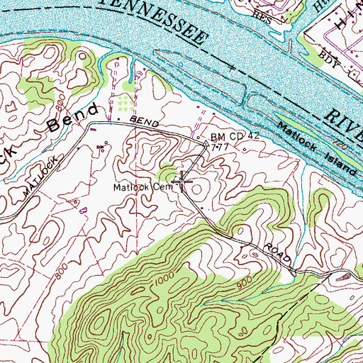 Topographic Map of Matlock Cemetery, TN
