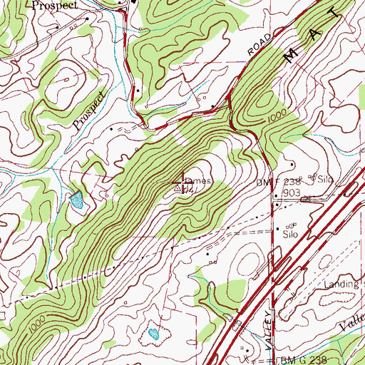 Topographic Map of Matlock Ridge, TN