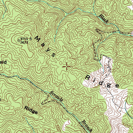 Topographic Map of Mays Ridge, TN
