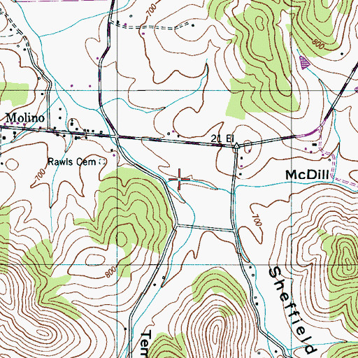 Topographic Map of McDill Hollow, TN