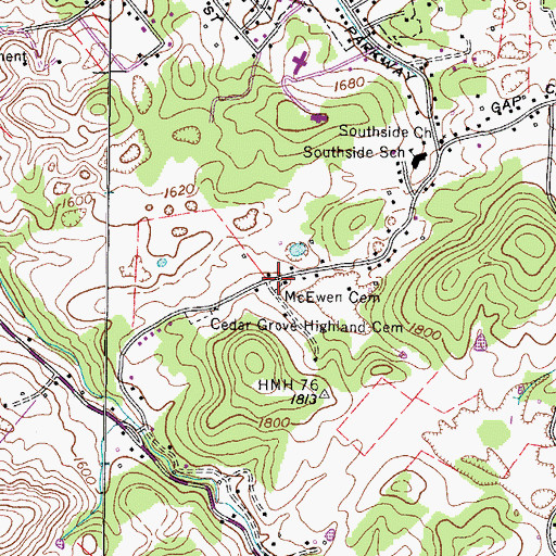 Topographic Map of McEwen Cemetery, TN