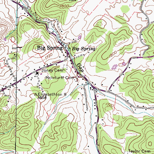 Topographic Map of McInturff Cemetery, TN