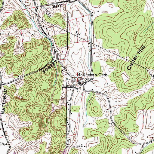 Topographic Map of McKeehan Cemetery, TN