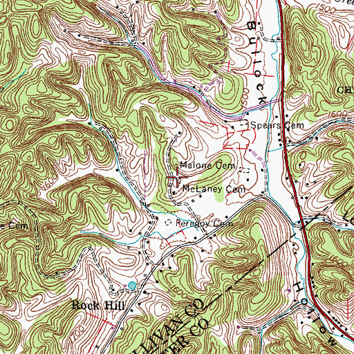 Topographic Map of McLaney Cemetery, TN