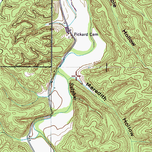 Topographic Map of Meredith Hollow, TN