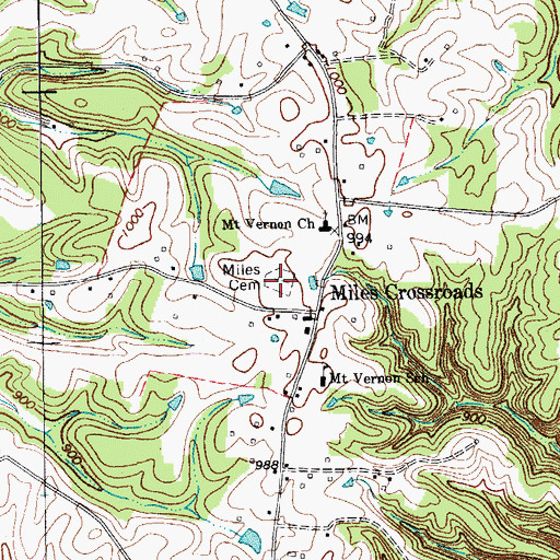 Topographic Map of Miles Cemetery, TN