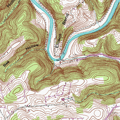 Topographic Map of Mill Hollow, TN