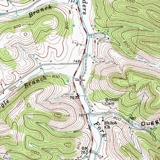 Topographic Map of Mingle Branch, TN
