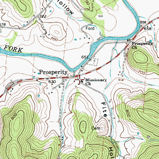 Topographic Map of Missionary Church, TN