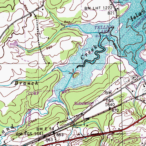 Topographic Map of Moree Branch, TN