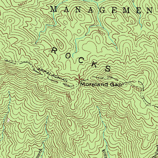 Topographic Map of Moreland Gap, TN