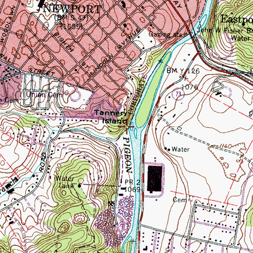 Topographic Map of Morell Springs Branch, TN