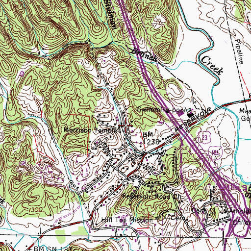 Topographic Map of Morrison Temple, TN