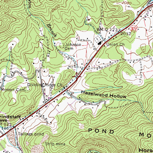 Topographic Map of Morton Branch, TN