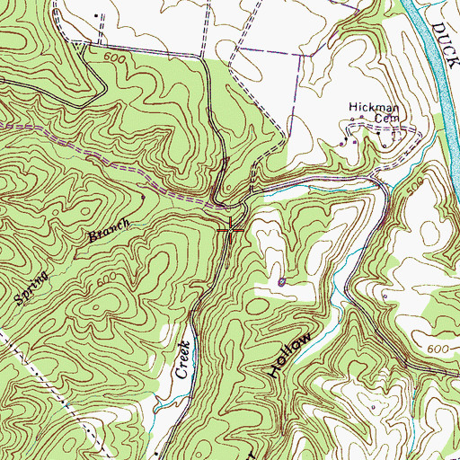 Topographic Map of Moss Spring Branch, TN