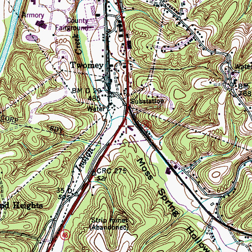 Topographic Map of Moss Spring Hollow, TN