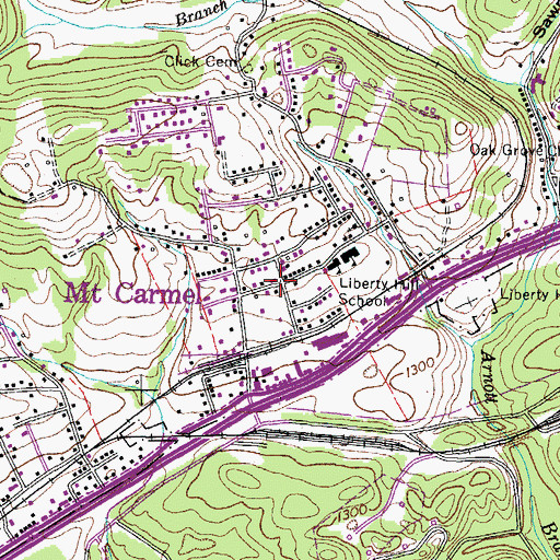Topographic Map of Mount Carmel, TN