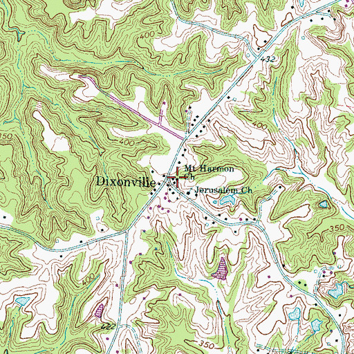 Topographic Map of Mount Harmon Church, TN