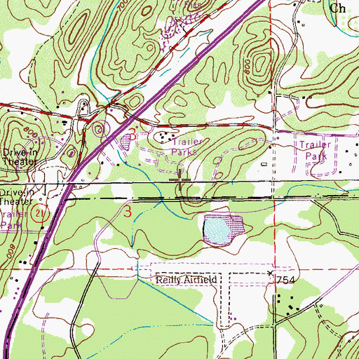 Topographic Map of Reilly AHP Airport, AL