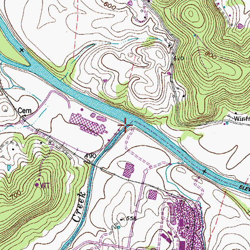 Topographic Map of Mulherrin Creek, TN