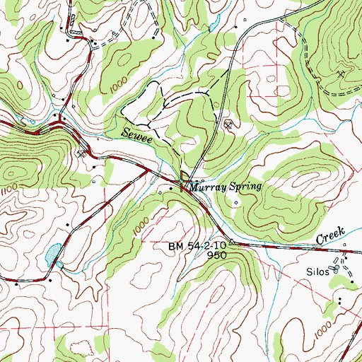 Topographic Map of Murray Spring, TN