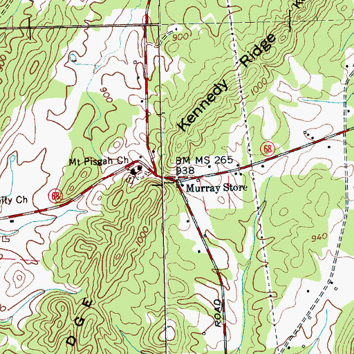 Topographic Map of Murray Store, TN