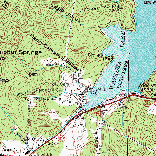 Topographic Map of Nancy Campbell Hollow, TN