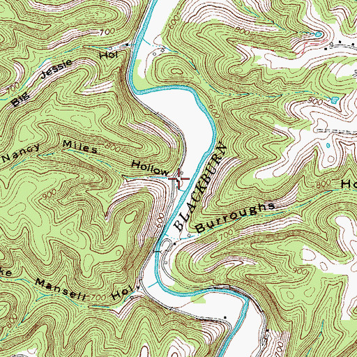 Topographic Map of Nancy Miles Hollow, TN