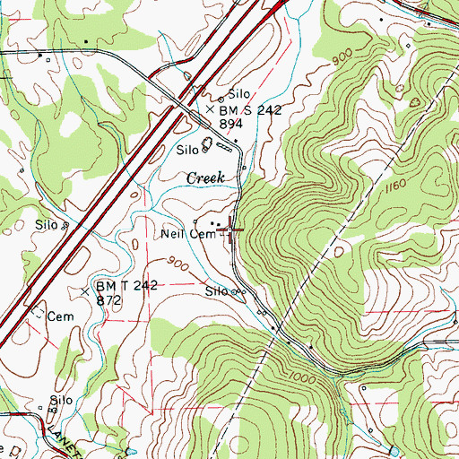 Topographic Map of Neil Cemetery, TN