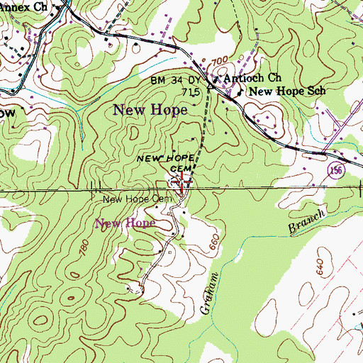 Topographic Map of New Hope Cemetery, TN