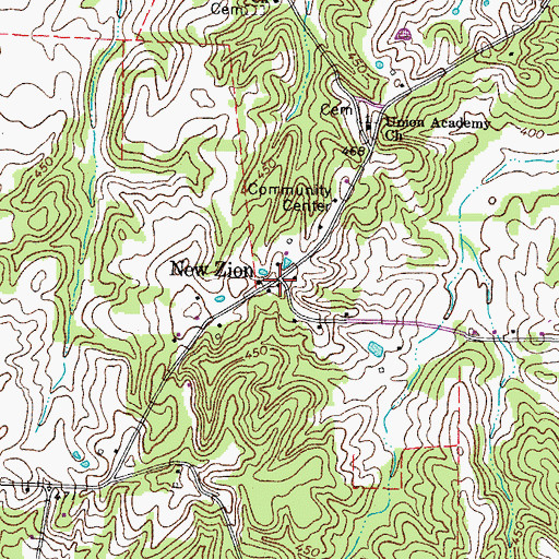 Topographic Map of New Zion, TN