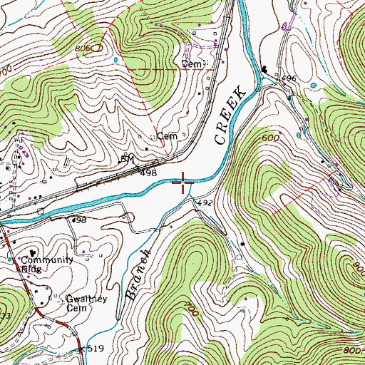 Topographic Map of Newbell Branch, TN