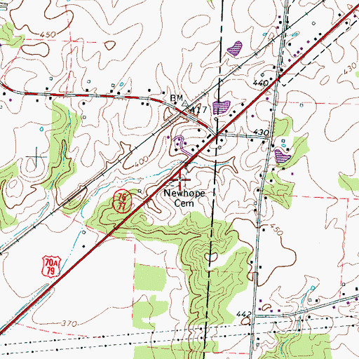 Topographic Map of Newhope Cemetery, TN