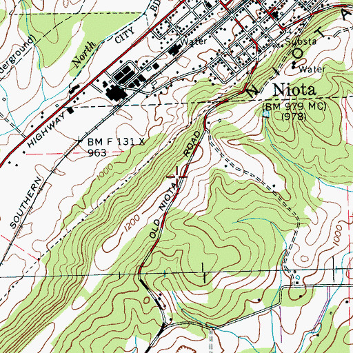 Topographic Map of Niota Ridge, TN