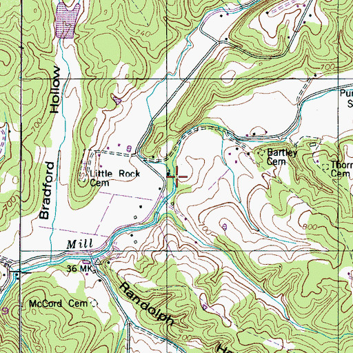 Topographic Map of North Fork Mill Creek, TN