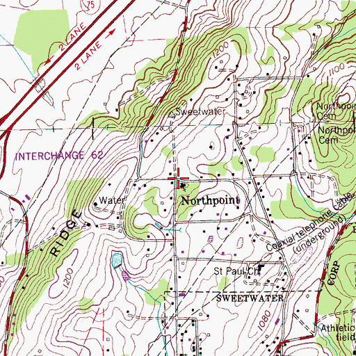 Topographic Map of Northpoint, TN