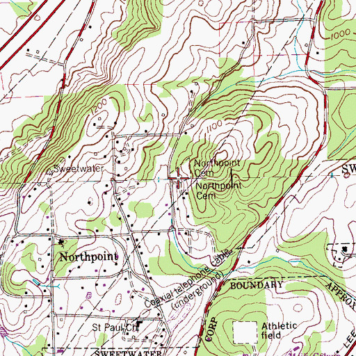 Topographic Map of Northpoint Cemetery, TN