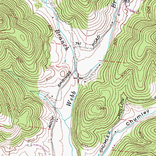 Topographic Map of Oakley Branch, TN