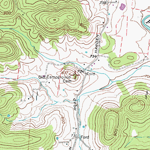 Topographic Map of Old Campground Cemetery, TN