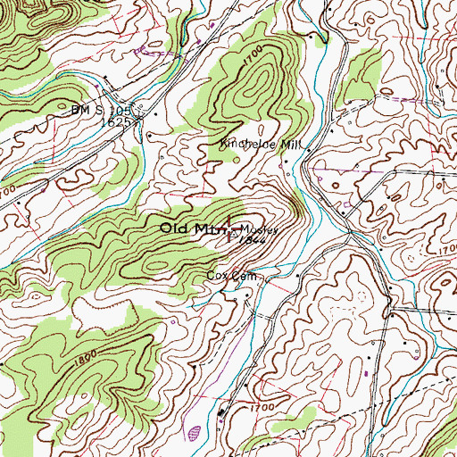 Topographic Map of Old Mountain, TN