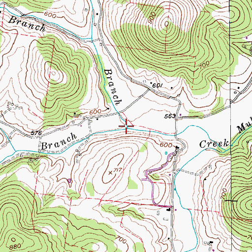 Topographic Map of Oliver Branch, TN