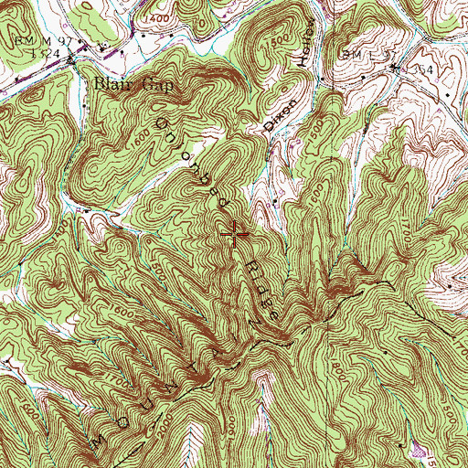 Topographic Map of Onionbed Ridge, TN